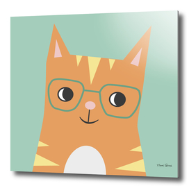 Tabby Cat with Glasses