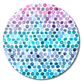 Watercolor Splashes Pattern in Pink, Turquoise and Blue
