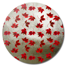 Red Leaves on Silver Golden Metal