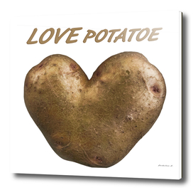 Heart shaped potatoe with text