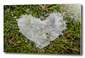 white snow shaped heart