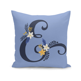 Purple ampersand floral throw pillow