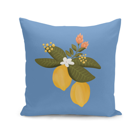 Vintage lemon tree botanical accent pillow