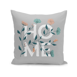 Home: grey floral with pastel flowers