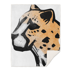 Cheetah head ink hand drawn vector illustration