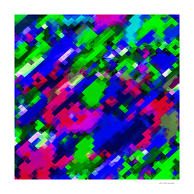 geometric square pixel pattern abstract in green blue pink