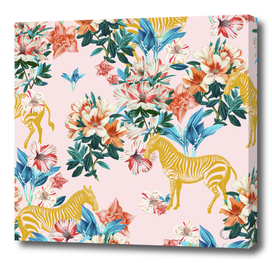 Floral and Zebras-art-print