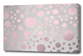 Pale Pink Golden Dots Pattern on Old Metal Texture