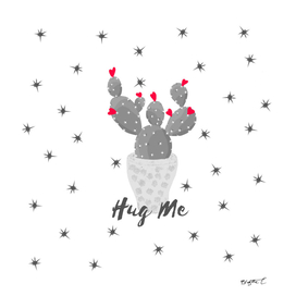 Hug Me Cactus in Pot Hearts Design