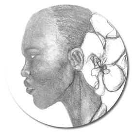 Black woman with white orchid