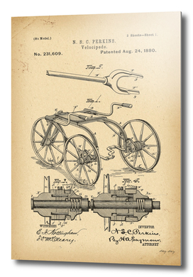 1880 Patent Velocipede Bicycle history innovation