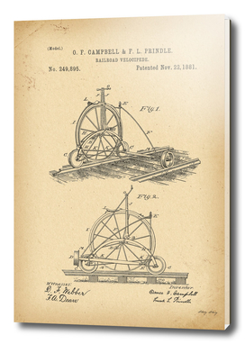 1881 Patent Velocipede Railroad Bicycle history innovation