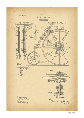 1884 Patent Velocipede Bicycle history innovation