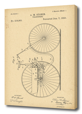 1890 Patent Velocipede Bicycle history innovation