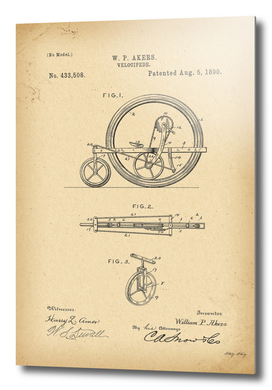 1890 Patent Velocipede Bicycle history innovation