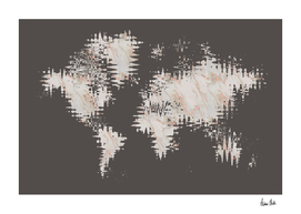 GRAPHIC ART Abstract World Map | rose gold & marble