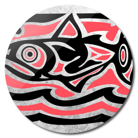 Tribal maori fish vector ink illustration