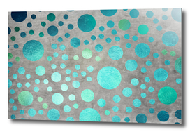 Turquoise Metallic Dots Pattern on Concrete Texture
