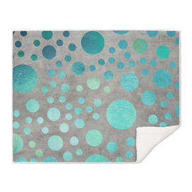 Turquoise Metallic Dots Pattern on Concrete Texture