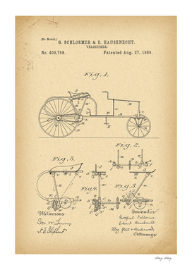 1889 Patent Velocipede Bicycle history innovation
