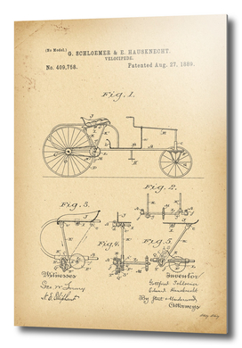 1889 Patent Velocipede Bicycle history innovation