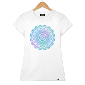 White Lacy Mandala on Teal and Purple