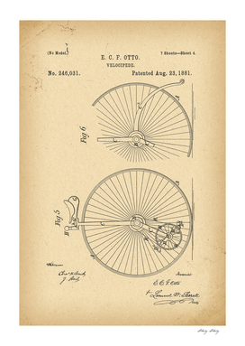 1881 Patent Velocipede Bicycle history innovation