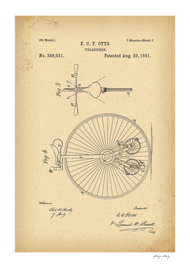 1881 Patent Velocipede Bicycle history innovation