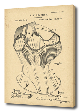 1877  Patent Corset history fashion invention