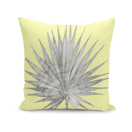 White Marble Fan Palm Leaf on Yellow Wall
