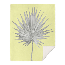 White Marble Fan Palm Leaf on Yellow Wall
