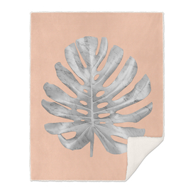 White Marble Monstera on Peach Wall