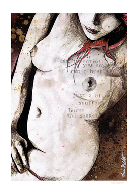 Rotten Apple (nude redhead girl, erotic graffiti portrait)