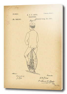 1881 Patent Velocipede Bicycle history  invention
