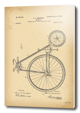 1899  Patent Velocipede Bicycle history  invention