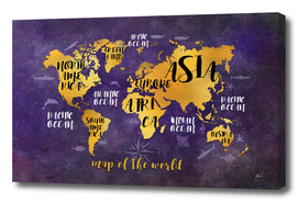 world map gold purple
