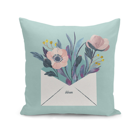 Flowers in an envelope: A watercolor floral throw pillow