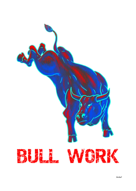 Blue and Red Original Artwork Bucking Bull Design