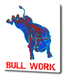 Blue and Red Original Artwork Bucking Bull Design