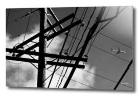 Abstract Power Lines and an Airplane