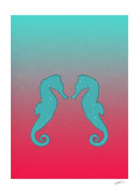Aqua seahorses
