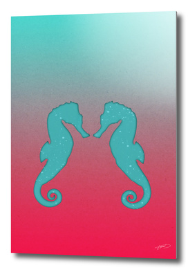 Aqua seahorses