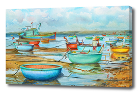 Vietnamese basket-boats