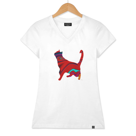 Abstract Standing Red Textured Cat