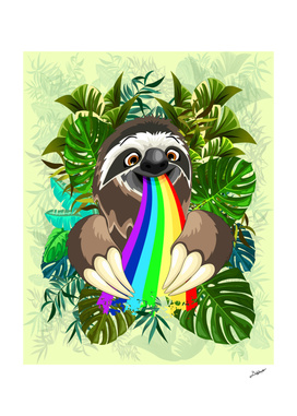 Sloth Spitting Rainbow Colors