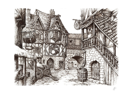 Medieval Town ink