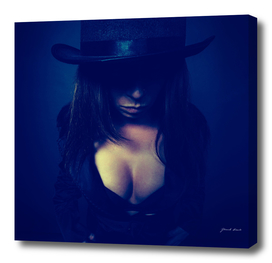 fetish dark portrait glamour girl in hat