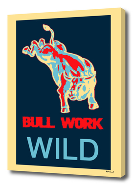 Bucking Bull Yellow, Red, Blue Poster Original Artwork