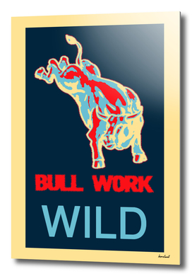 Bucking Bull Yellow, Red, Blue Poster Original Artwork