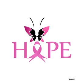 Pink ribbon with HOPE